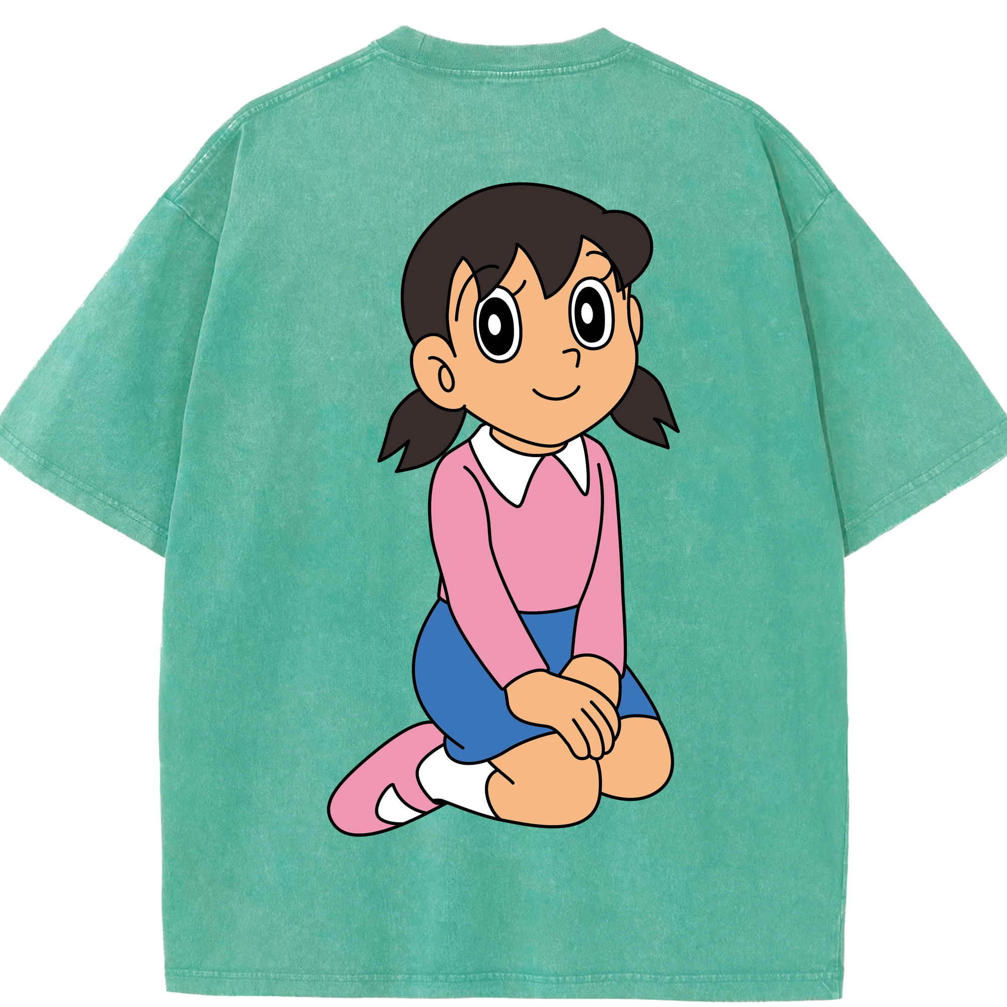 （画像用） ドラえもん みなもと しずか Doraemon Shizuka Minamoto 綿100% ヴィンテージ風 半袖Tシャツ（背面プリント）